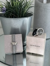 Genuine EMPORIO ARMANI Ring~Shark Fin Style~Size N~Smoky Quartz~Ex.Con.~2x Boxed