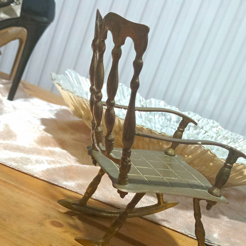 Miniature brass rocking chair - miniature,