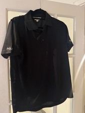 ⭐GENUINE EX POLICE  BLACK ZIP UP POLO SHORT SLEEVE SHIRT SIZE LARGE EM007⭐