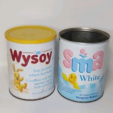 Pair of Retro SMA Baby Formula Tins 900g Empty Cans