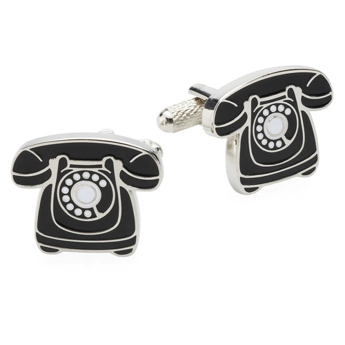 Classic phone cufflinks onyx - cufflinks,