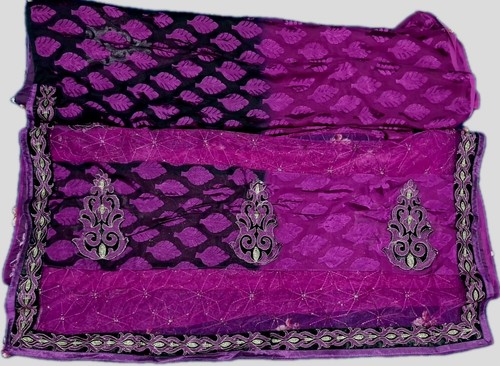 Purple and black net chiffon - purple, net/chiffon