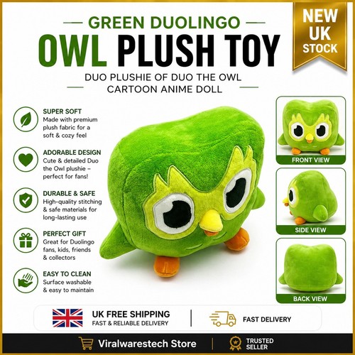 Green duolingo owl plush - duolingo,