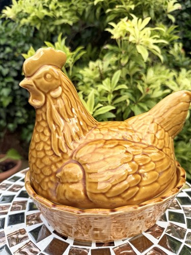 Vintage ceramic hen egg - ceramic,