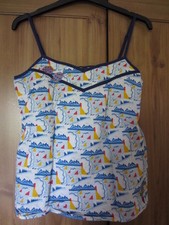 Laura Lees for TopShop Blue & White Sailboat Cotton Blouse, used, Sz S