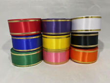 2 metre or Full Roll 25mm 38mm Satin Tramlines Gold Metallic Stripe Ribbon tram