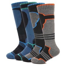 Kids Boys Thermal Ski Socks Winter 2 Pack Skiing Snowboarding Hiking Warm Socks