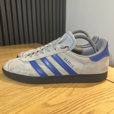 Adidas Gazelle Originals - Size 9.5 UK Mens Trainers - Grey, Blue, Black