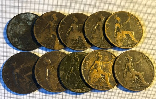 Queen victorian pennies - 10,