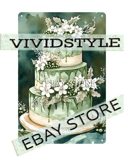 Christmas cake tin sign green - tin,