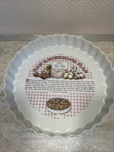 1980s vintage ceramic flan pie - ceramic,