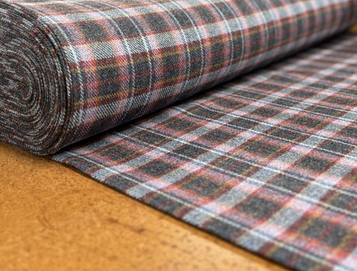 Blue pink wool fabric tweed - blue,