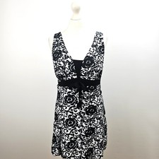 Black White Floral Swim Dress