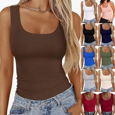 UK Ladies RIBBED Tops Summer