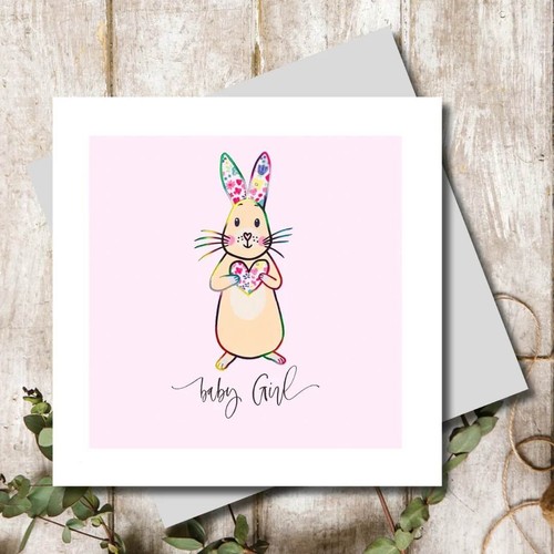 Cute baby girl card bunny - cute,