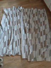 Original 1970s Vintage Curtains, In Brown/ Beige, 52inch Drop By 62inch Retro