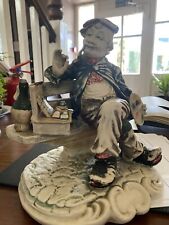 Vintage Old Man Sat on the Bench Painting with an Easel Figurine 