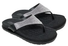 Ladies Black Sandals Flip Flops Diamante T-post Summer Pool Spa Holiday Shoes