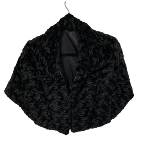 Tahari black faux - fur, capelet