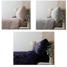 Cozee Home Geo Foil Velvetsoft 4 Piece Duvet Set Grey Navy Single Super King