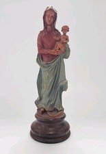 Vintage Madonna & Child Statue Val Gardena Style Polychrome Resin on Wood 34cm