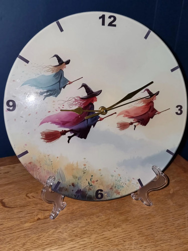 Witch themed glass wall - , clock