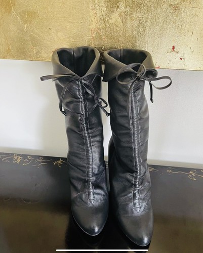 Leather rauched boots - rauched, by