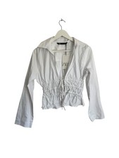 Zara White Tie Front Blouse Shirt Cotton NWT Size XS 8 RRP £29.99