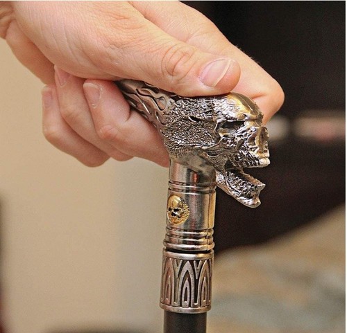 Skull head walking cane - head,