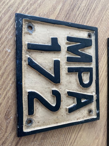 Vintage number plate cast iron - vintage,