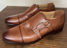 JONES THE BOOTMAKER- Men's Double  Monk Strap Dress Shoes Dark Tan U.K 8