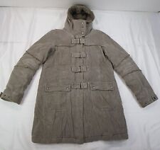 TOPSHOP SIZE 14UK L WOMENS GREY CORDUROY PARKA JACKET MID-LENGTH COAT WITH HOOD