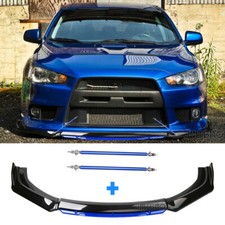 Front Bumper Lip Splitter Spoiler Chin + Strut Rods For Mitsubishi Lancer EVO X