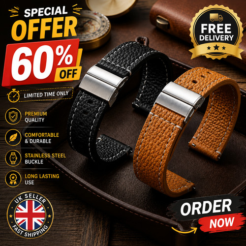 Men genuine leather watch - leather,
