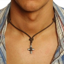 Mens cross pendant necklace - mens,