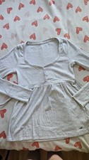 hollister babydoll top grey