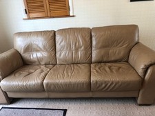 DFS sofa designed by Linda Barker, leather, 3 seater, beige good condition
