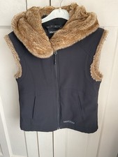 MARMOT womens Black Fleece Lined Gilet With Faux Fur Hood/trim. S
