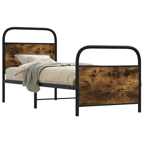 Walplus smoked oak bed - smoked, frame