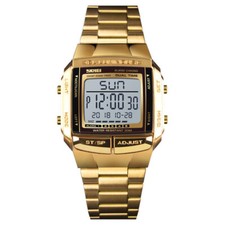 Classic Mens Digital Watches Stainless Steel Waterproof 5 Alarm Date Sport Watch