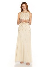 Adrianna Papell Studios Cream Embellished Blouson Maxi Dress Size 16 BNWT