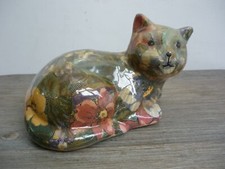 Beautiful Floral Tapestry Effect Kitten Cat Ornament Figurine 7" Wide/ 4.5" High