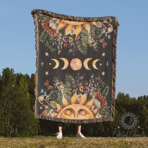 Midnight floral sun and moon - midnight,
