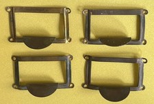 VINTAGE 1950’s BRASS INDEX CARD HOLDERS / DRAWER PULLS x 4