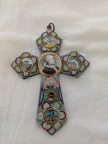 Vtg italian micro mosaic cross - italian,