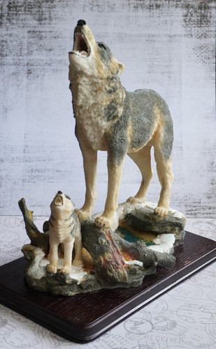 Wolf cub howling ornament - cub,