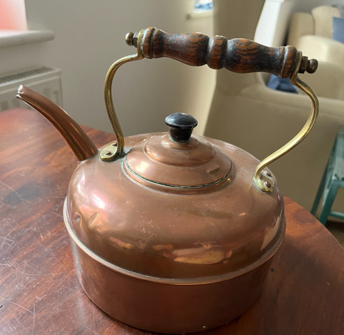 Copper metal kettle antique - metal,
