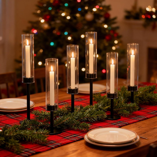 Black hurricane glass candle - black,