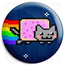 Nyan Pop Tart Cat - Button Badge - 25mm Geek Badges with Fridge Magnet Option