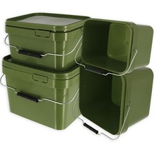 Fishing Bait Buckets Green Square 5L & 10L Litres Boilies Pellets Spod Mix Carp